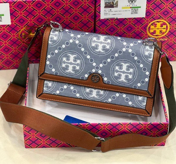 Tory Burch T Monogram Shoulder Bag With Adjustable Strap With OG Box & Dust Bag (Brown - 617)(BSB)