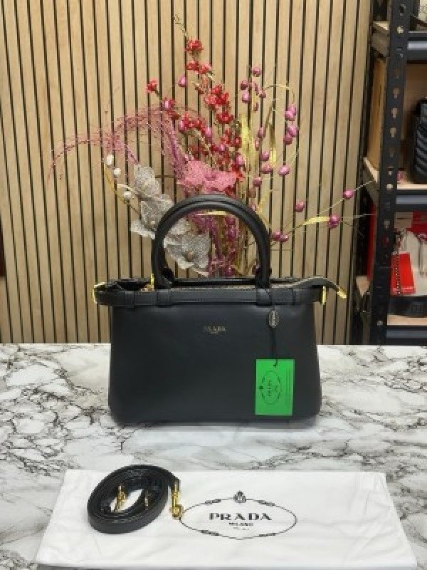 Prada Buckle Handbag With Sling And Dust Bag (Black)(MT)